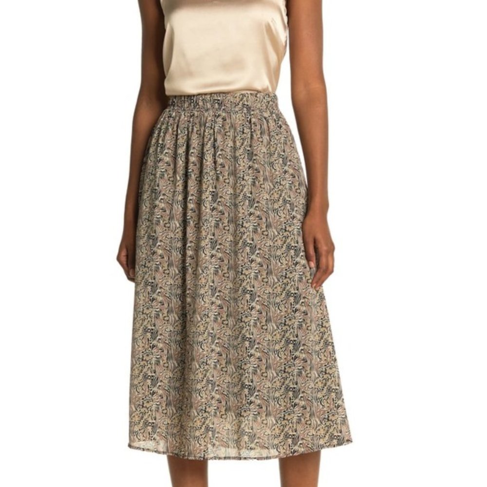 AWARE by vero moda comfy, flowy josephine printed midi skirt - Picture 1 of 7